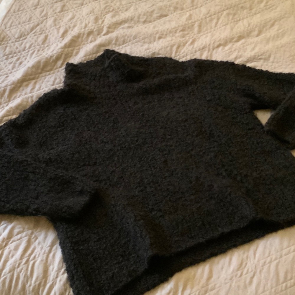 Eileen Fisher Black Fuzzy Turtleneck Sweater